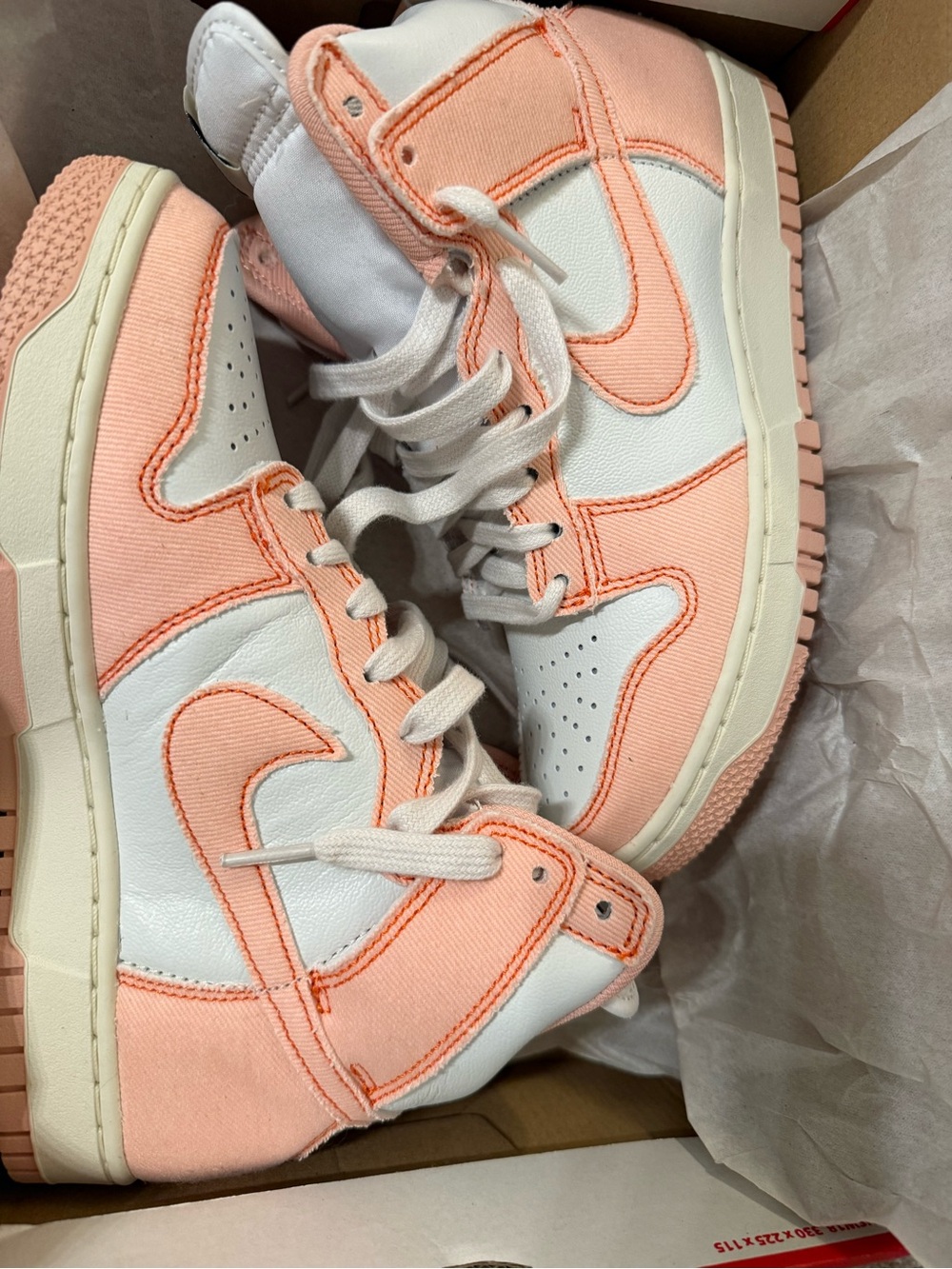 Nike Women’s Peach and White High-Top Sneakers